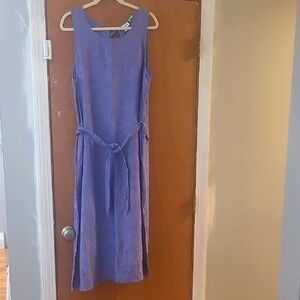 Nicole Miller Blue Linen Midi Dress